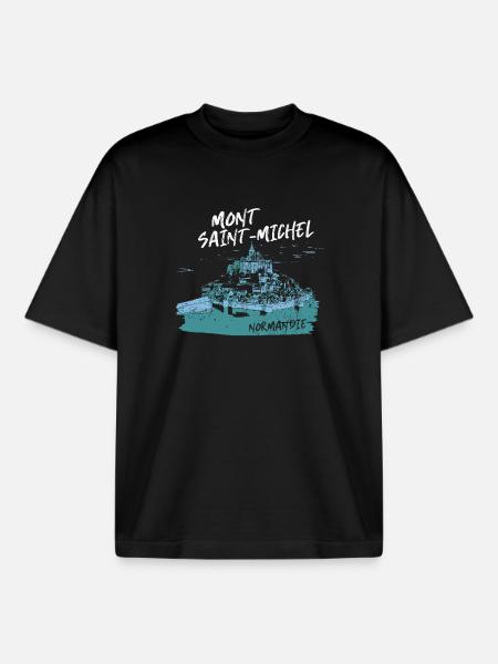 Mont Saint-Michel Blau Aquarell - Boxy Heavyweight Unisex Organic T-Shirt von Stanley/Stella - Schwarz