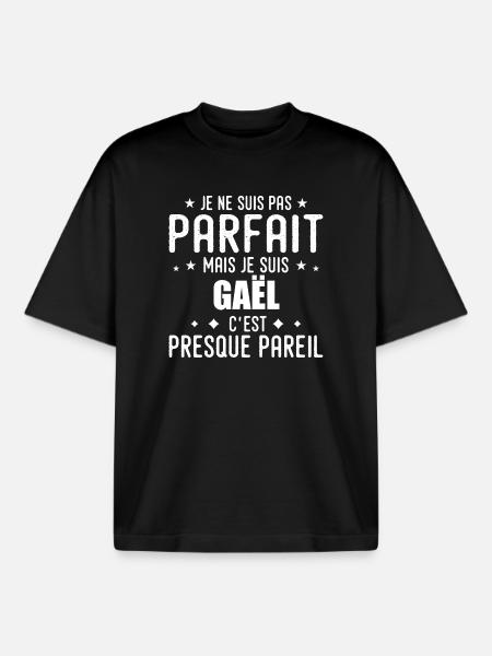 Gael: authentic, imperfect, top, perfection - Boxy Heavyweight Unisex Organic T-Shirt by Stanley/Stella - black