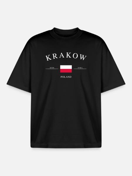 Kraków Poland – Holiday Souvenir & Gift - Boxy Heavyweight Unisex Organic T-Shirt by Stanley/Stella - black