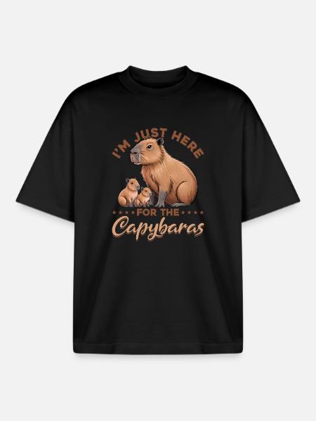 Funny aesthetic Kawaii Capybara - Boxy Heavyweight Unisex Organic T-Shirt von Stanley/Stella - Schwarz
