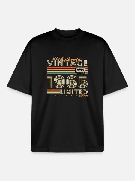 1965 Vintage Retro Födelsedagspresent - Unisex boxy heavyweight ekologisk T-shirt Stanley/Stella - svart