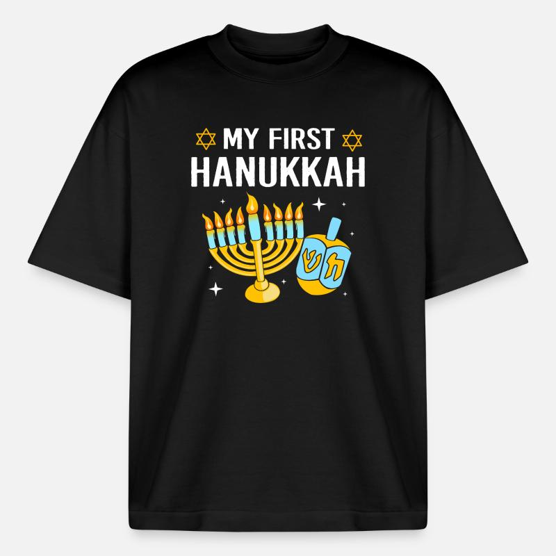 Hanoukka Hanoukka Hanoukka - T-shirt unisexe épais coupe boxy Stanley/Stella - noir