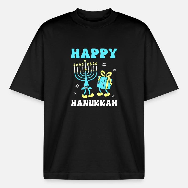 Hanoukka Hanoukka Hanoukka - T-shirt unisexe épais coupe boxy Stanley/Stella - noir