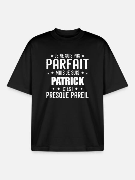 Patrick: authentic, imperfect, top, perfection - Boxy Heavyweight Unisex Organic T-Shirt by Stanley/Stella - black