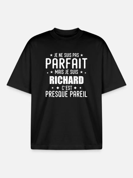 Richard: authentisch, unvollkommen, Top, Perfektion - Boxy Heavyweight Unisex Organic T-Shirt von Stanley/Stella - Schwarz