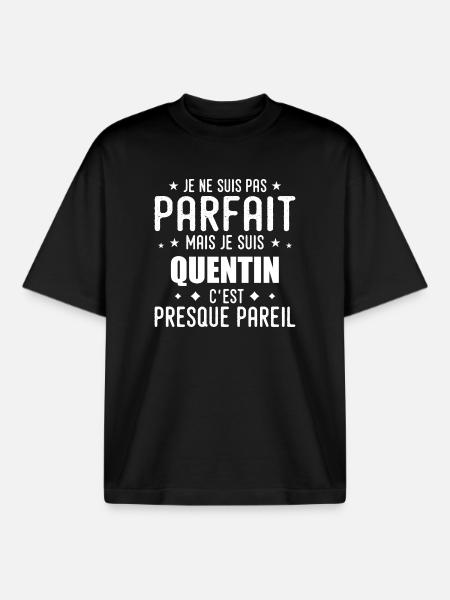Quentin: authentic, imperfect, top, perfection - Boxy Heavyweight Unisex Organic T-Shirt by Stanley/Stella - black
