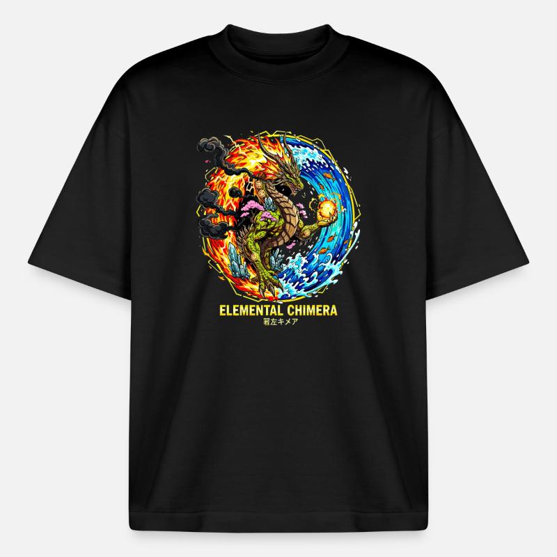Elemental Chimera | Drache der 3 Elemente - Boxy Heavyweight Unisex Organic T-Shirt von Stanley/Stella - Schwarz