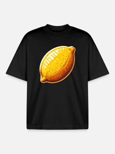 Minimalist Golden Lemon - Boxy Heavyweight Unisex Organic T-Shirt by Stanley/Stella - black