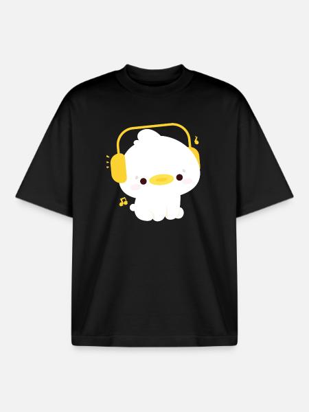 Canard avec écouteurs - T-shirt unisexe boxy épais biologique Stanley/Stella - noir