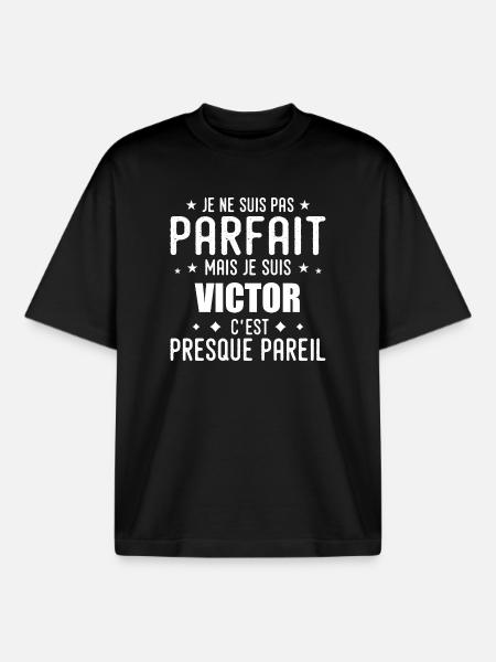 Victor: authentic, imperfect, top, perfection - Boxy Heavyweight Unisex Organic T-Shirt by Stanley/Stella - black