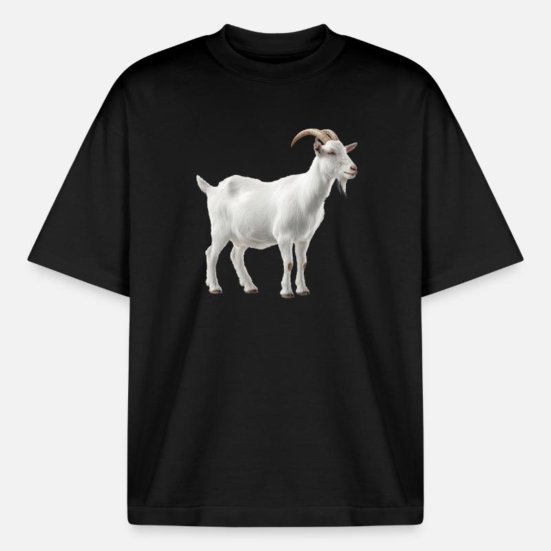 Weiße Bergziege Portrait - Boxy Heavyweight Unisex Organic T-Shirt von Stanley/Stella - Schwarz