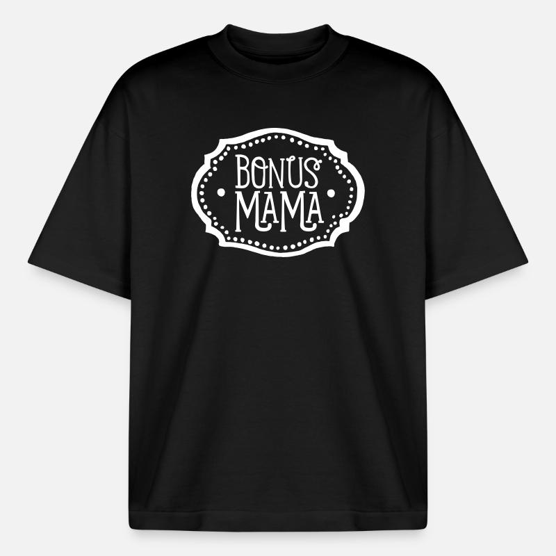 Bonusmama Stiefmama Stiefmutter Geschenk - Boxy Heavyweight Unisex Organic T-Shirt von Stanley/Stella - Schwarz