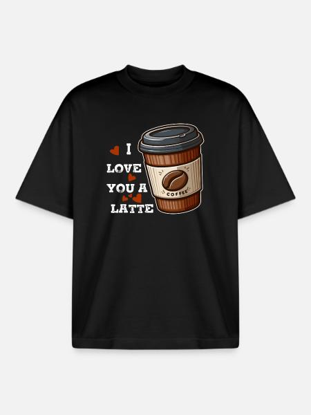 I love a latte - Boxy Heavyweight Unisex Organic T-Shirt by Stanley/Stella - black