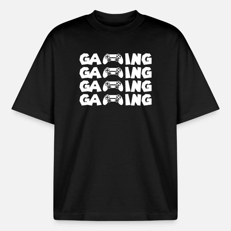 Gaming Glyphs Controller Pattern - Heavyweight Boxy Unisex T-Shirt by Stanley/Stella - black