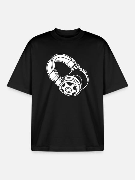 Headphone Silhouette: DJ & Music Vibes - Boxy Heavyweight Unisex Organic T-Shirt by Stanley/Stella - black