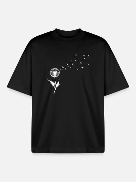 Löwenzahn Samen Silhouette - Boxy Heavyweight Unisex Organic T-Shirt von Stanley/Stella - Schwarz