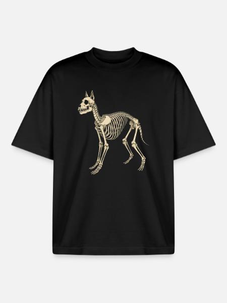 Plan du squelette canin - T-shirt unisexe boxy épais biologique Stanley/Stella - noir