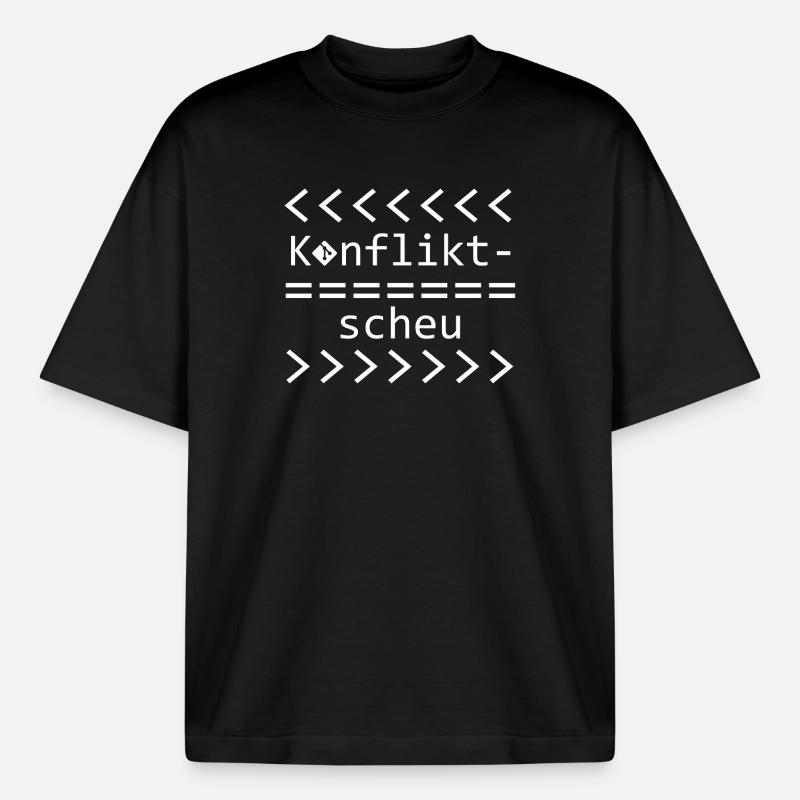 Chemise Git Nerd Aversion aux conflits - T-shirt unisexe boxy épais biologique Stanley/Stella - noir