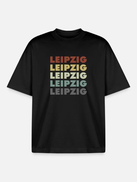 Leipzig - Deutschland - Lettering - Germany - Boxy Heavyweight Unisex Organic T-Shirt by Stanley/Stella - black
