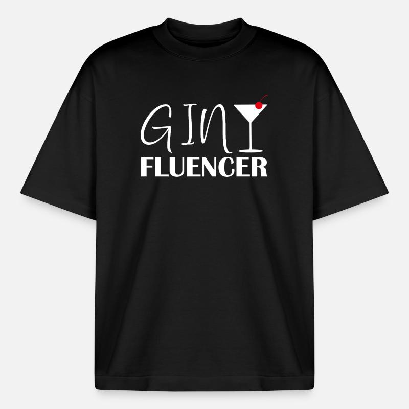 Ginfluencer Gin Statement Gin Trinker Spruch - Boxy Heavyweight Unisex Organic T-Shirt von Stanley/Stella - Schwarz