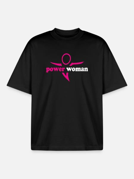 power_woman_001 - T-shirt unisexe boxy épais biologique Stanley/Stella - noir