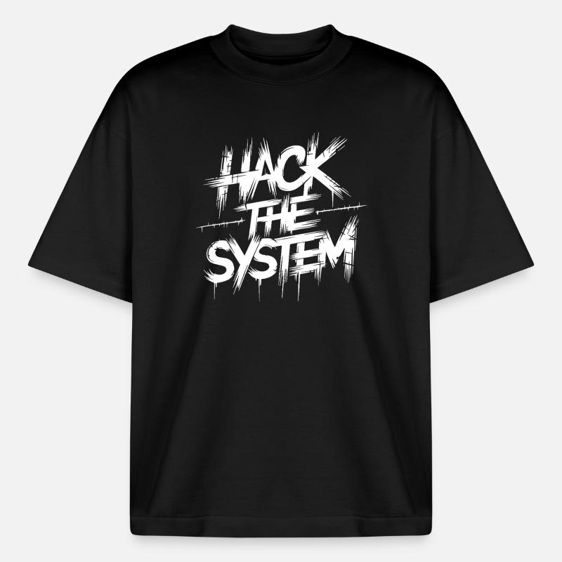 Hack the System Graffiti - Boxy Heavyweight Unisex Organic T-Shirt von Stanley/Stella - Schwarz