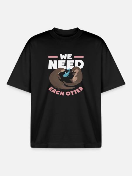 Sea Otter We Need Every Otter - Boxy Heavyweight Unisex Organic T-Shirt by Stanley/Stella - black