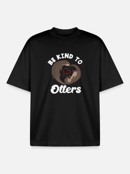 Seeotter Cartoon Herz Kind - Boxy Heavyweight Unisex Organic T-Shirt von Stanley/Stella - Schwarz