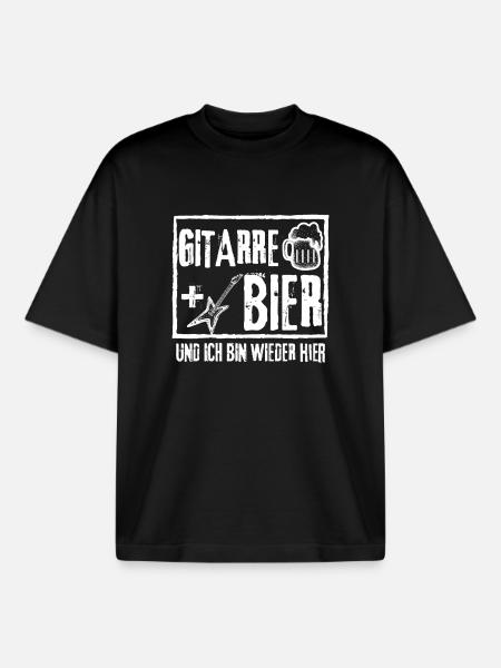 Guitar + Beer Punk Rock Graffiti - Boxy Heavyweight Unisex Organic T-Shirt by Stanley/Stella - black