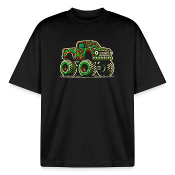 Fleckiges Hemd Beadwork Monster Truck - Boxy Heavyweight Unisex Organic T-Shirt von Stanley/Stella - Schwarz - Vorne - AI Model Male 185 light (185cm) & AI Model Female 172 dark (172cm)