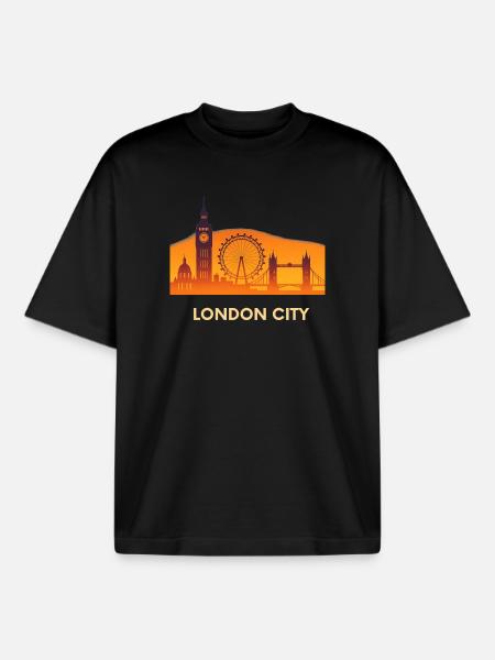 London City Silhouette - Boxy Heavyweight Unisex Organic T-Shirt by Stanley/Stella - black