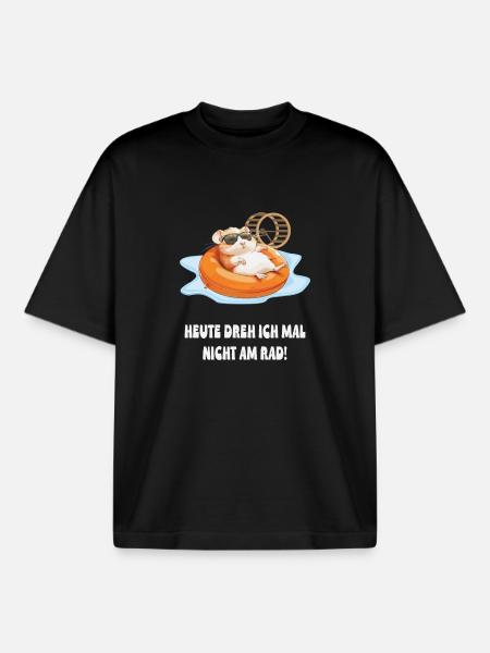 Hamster in Pool Chill - Boxy Heavyweight Unisex Organic T-Shirt by Stanley/Stella - black