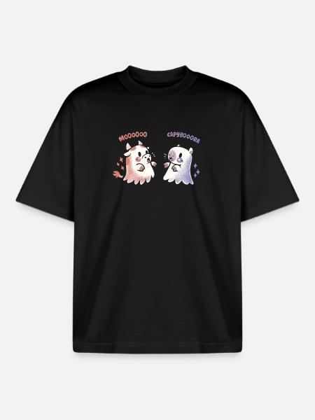 Effrayant Capy et vache - T-shirt unisexe boxy épais biologique Stanley/Stella - noir