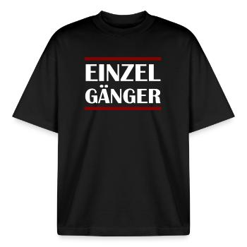 EINZELGÄNGER  - Boxy Heavyweight Unisex Organic T-Shirt von Stanley/Stella - Schwarz - Vorne - AI Model Male 185 light (185cm) & AI Model Female 172 dark (172cm)