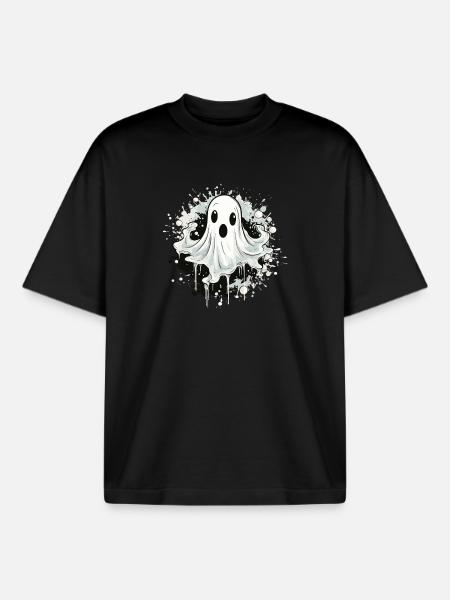 Motif d’éclaboussures fantômes - T-shirt unisexe boxy épais biologique Stanley/Stella - noir