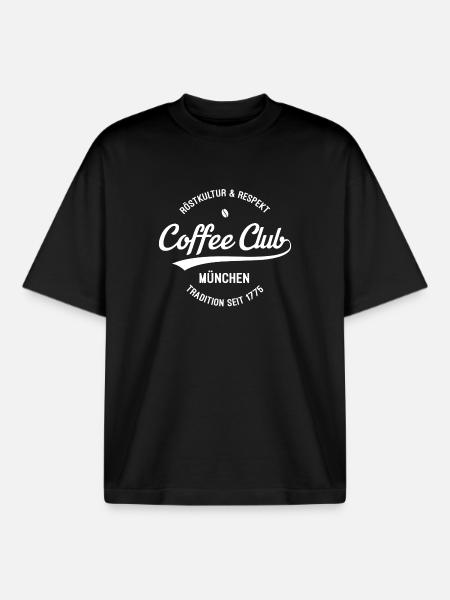 Kaffee Club München Badge Abzeichen - Boxy Heavyweight Unisex Organic T-Shirt by Stanley/Stella - black