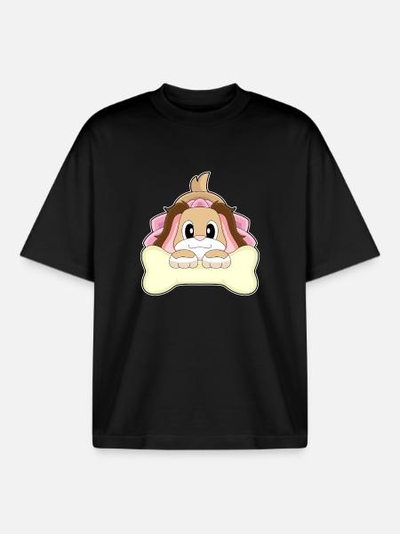 Dog Bridal Veil Wedding - Boxy Heavyweight Unisex Organic T-Shirt by Stanley/Stella - black