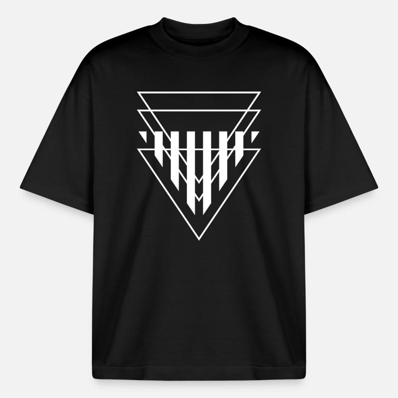 Triangular Crest Geometric Print - Boxy Heavyweight Unisex Organic T-Shirt by Stanley/Stella - black