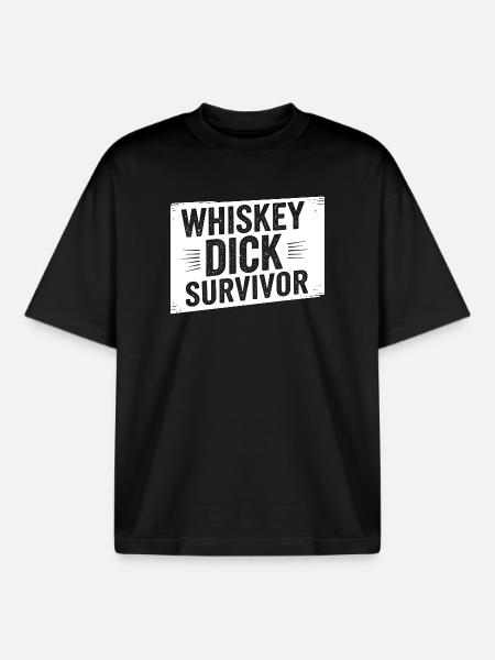 Whiskey Dick Survivor Dirty Humor Naughty Drec - Boxy Heavyweight Unisex Organic T-Shirt by Stanley/Stella - black