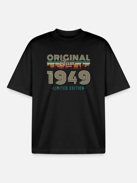 1949 Vintage Retro fødselsdagsgave - Stanley/Stella unisex boxy heavyweight T-shirt økologisk - sort
