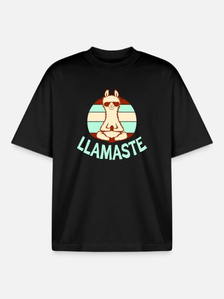 Lama Mediterer Yoga Llamaste Solbriller Retro - Stanley/Stella unisex boxy heavyweight T-shirt økologisk - sort