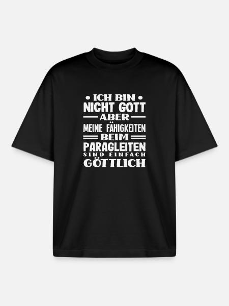 Paragliding Adventure Paragliding God Divine - Boxy Heavyweight Unisex Organic T-Shirt by Stanley/Stella - black