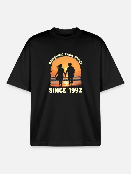 Anniversary of mutual harassment since 1992 - Boxy Heavyweight Unisex Organic T-Shirt by Stanley/Stella - black