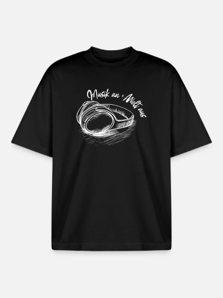 Music on - World off - Boxy Heavyweight Unisex Organic T-Shirt by Stanley/Stella - black