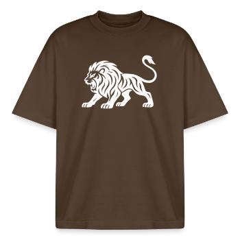 Silhouette de tigre - T-shirt unisexe boxy épais biologique Stanley/Stella - marron foncé - Devant - AI Model Male 185 light (185cm) & AI Model Female 172 dark (172cm)