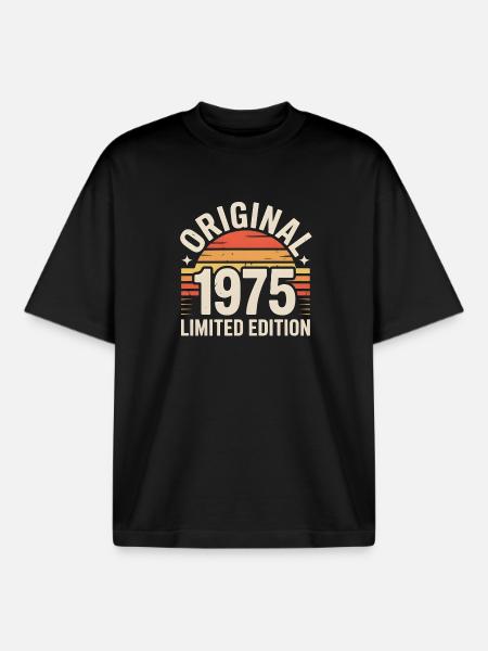 Original 1975 Edition Retro Sunset - Boxy Heavyweight Unisex Organic T-Shirt by Stanley/Stella - black