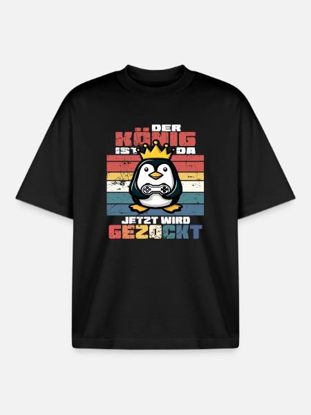 Le roi veut jouer - T-shirt unisexe boxy épais biologique Stanley/Stella - noir