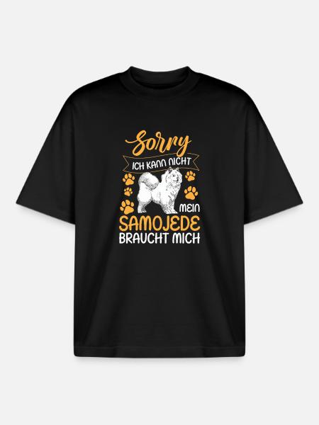 Samojede kann nicht Schlittenhund - Boxy Heavyweight Unisex Organic T-Shirt von Stanley/Stella - Schwarz