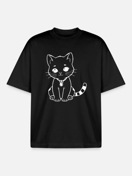 personalized cat t-shirt cat gift - Boxy Heavyweight Unisex Organic T-Shirt by Stanley/Stella - black