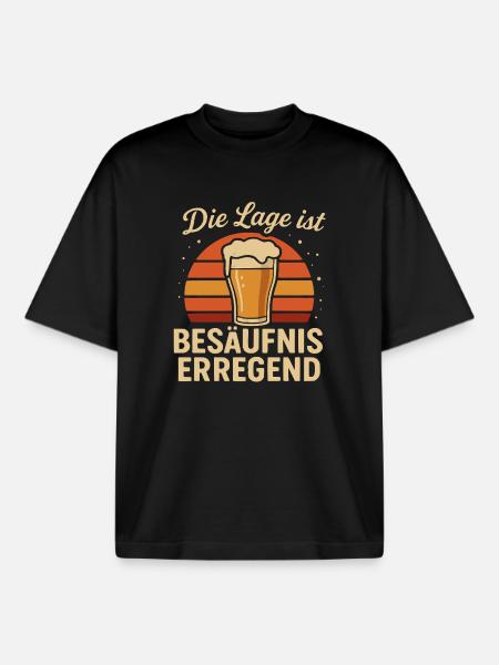 Die Lage ist besäufniserregend - Boxy Heavyweight Unisex Organic T-Shirt von Stanley/Stella - Schwarz